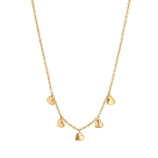 Love Heart Multi-Station Necklace, 16" + 2" | Gold
