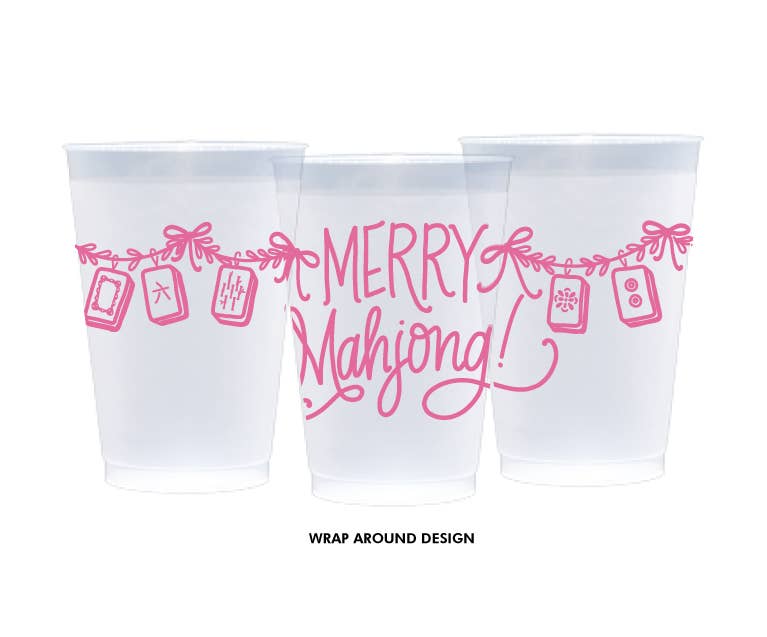 Merry Mahjong Christmas Cups Pink