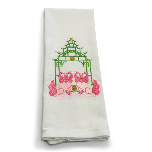 Lions and Pagoda Cotton Towel