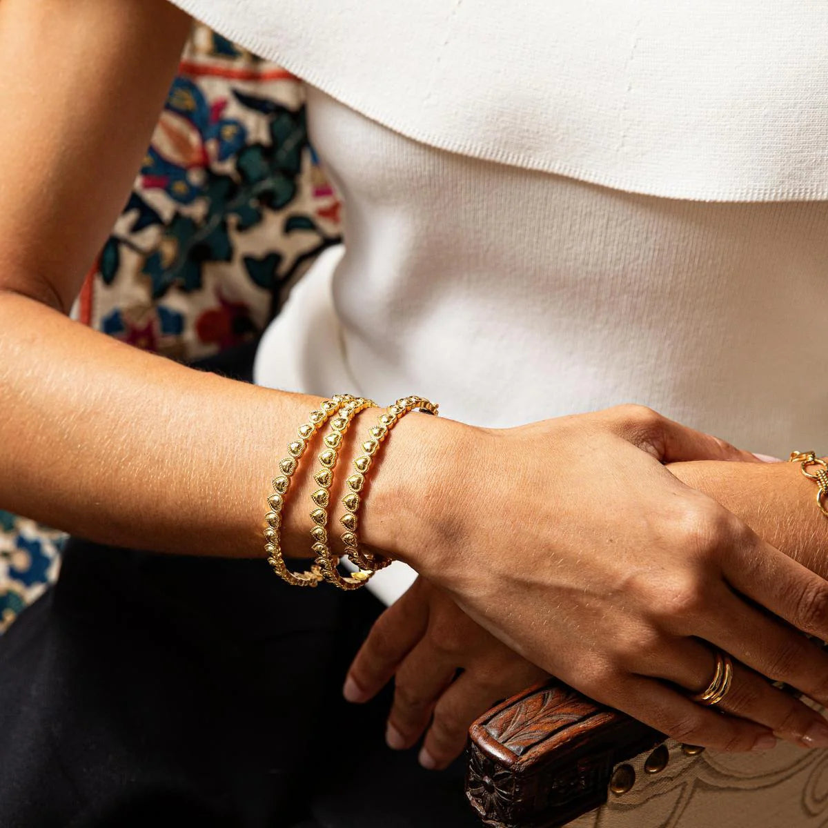 Love Petite Hinged Bangle, S/M | Gold