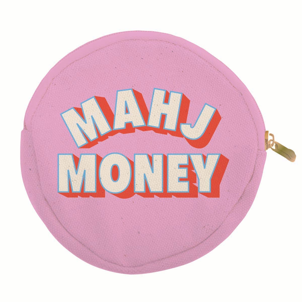 Mahj Money Round Zipper Canvas Pouch