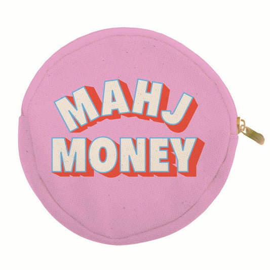 Mahj Money Round Zipper Canvas Pouch