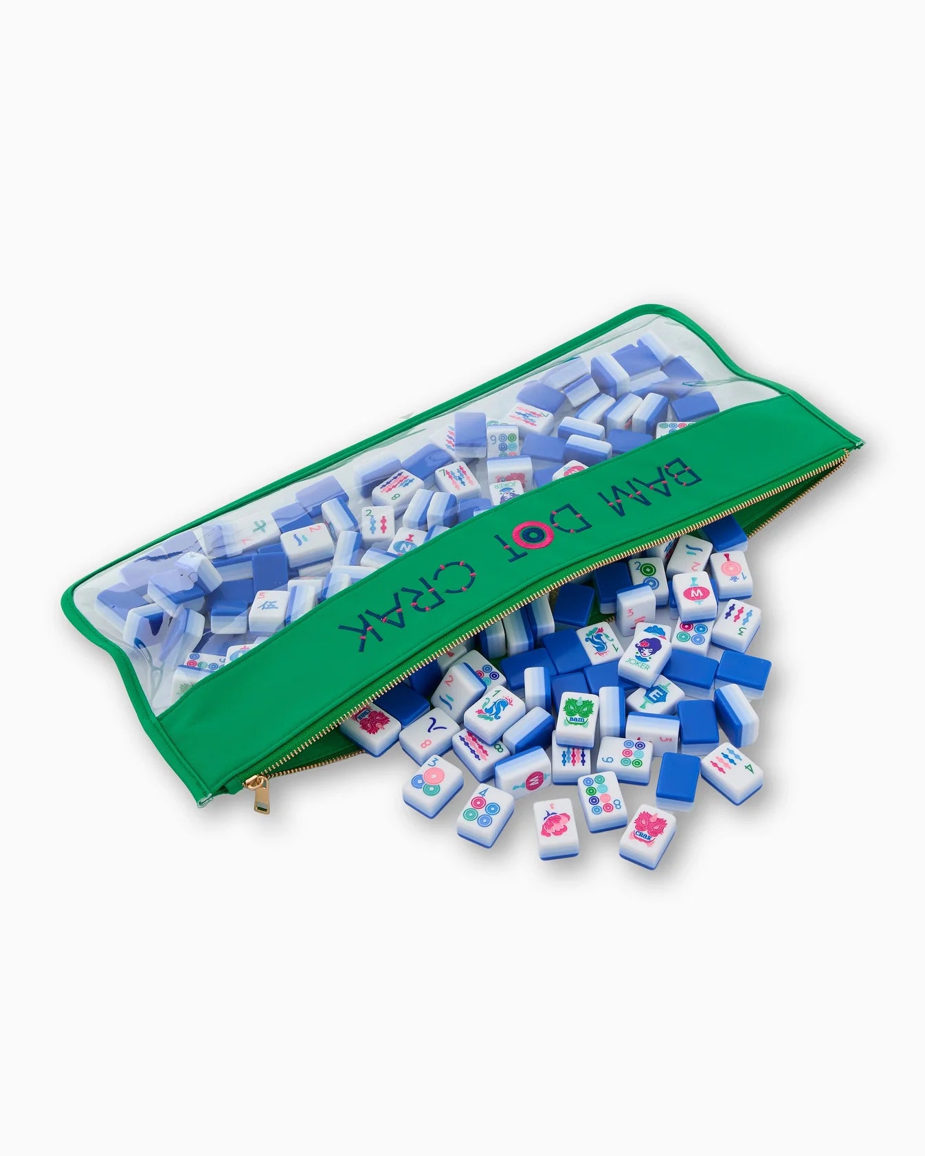 Kelly Green Bam Dot Crack Mahjong Bag