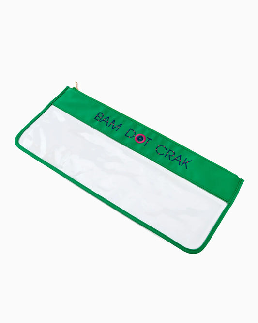 Kelly Green Bam Dot Crack Mahjong Bag