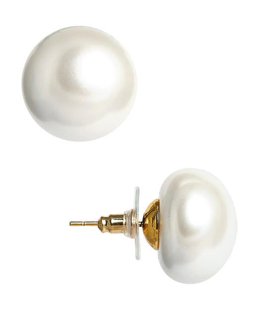 Barrett Flat Pearl Stud Earrings | 18mm
