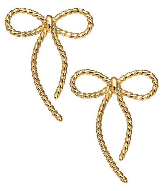 Mini Tory Bow Earrings | Gold