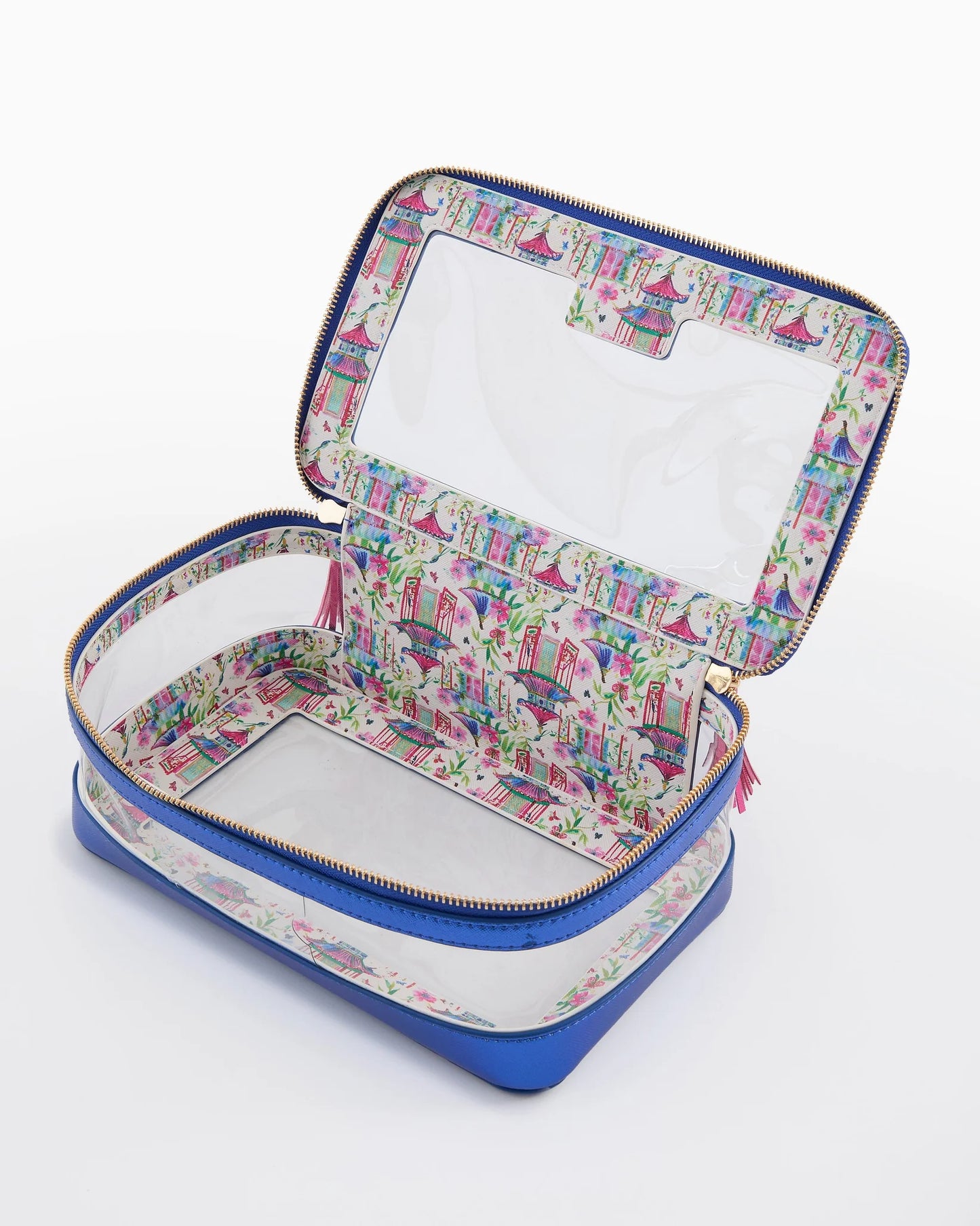 Metallic Blue Tile Storage Bag