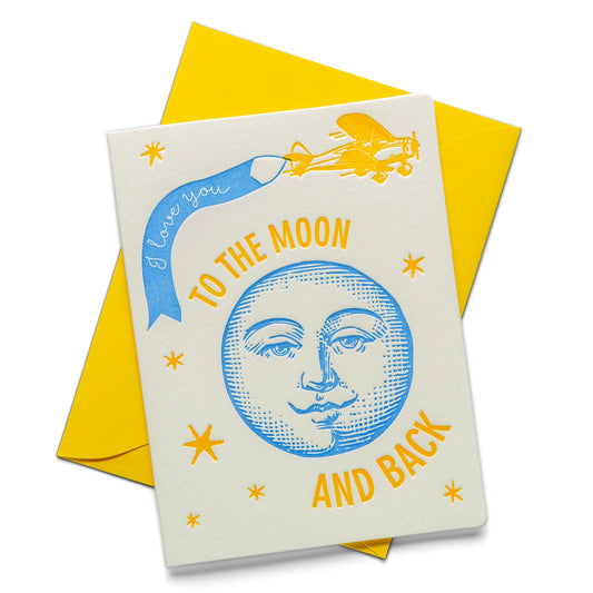 Letterpress Greeting Card | Moon | Love