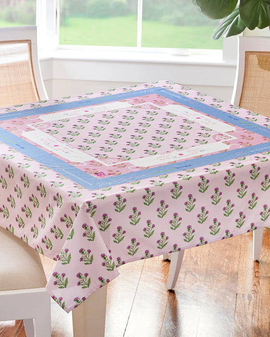 Purple Thistle Instructional Green Tablecloth