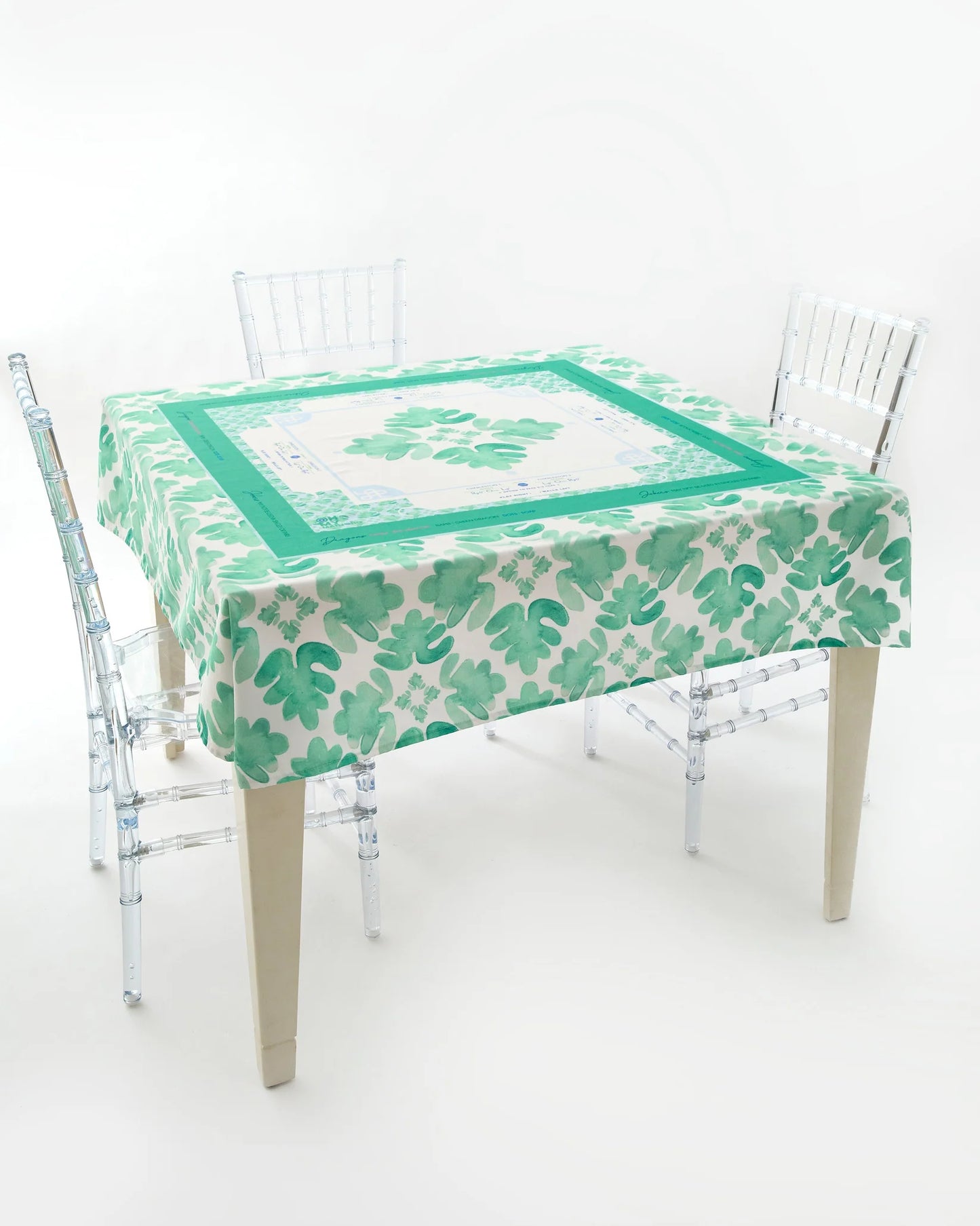 Mahjong Instructional Green Tablecloth, Sage Fresco