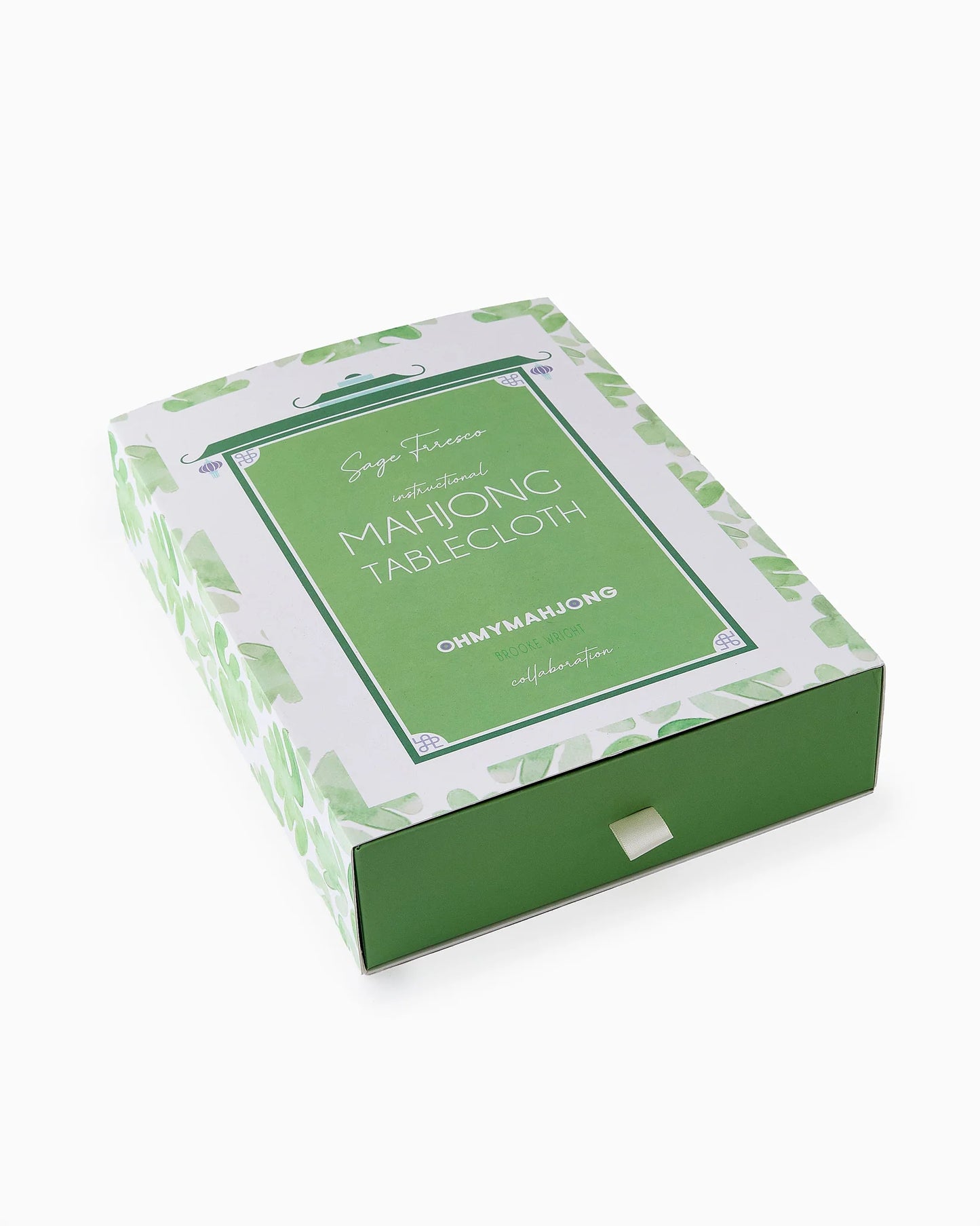 Mahjong Instructional Green Tablecloth, Sage Fresco