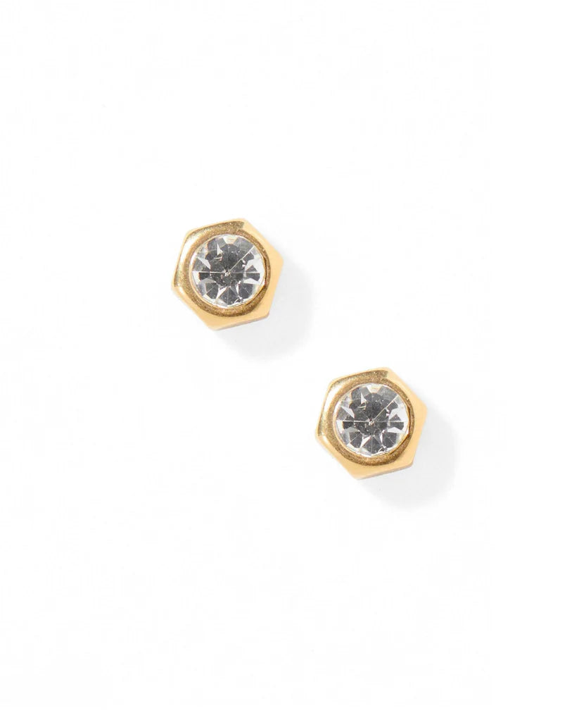 Addison Clear Gold Screwback Stud Earrings