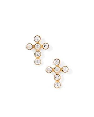 Clara Cross Gold Screwback Stud