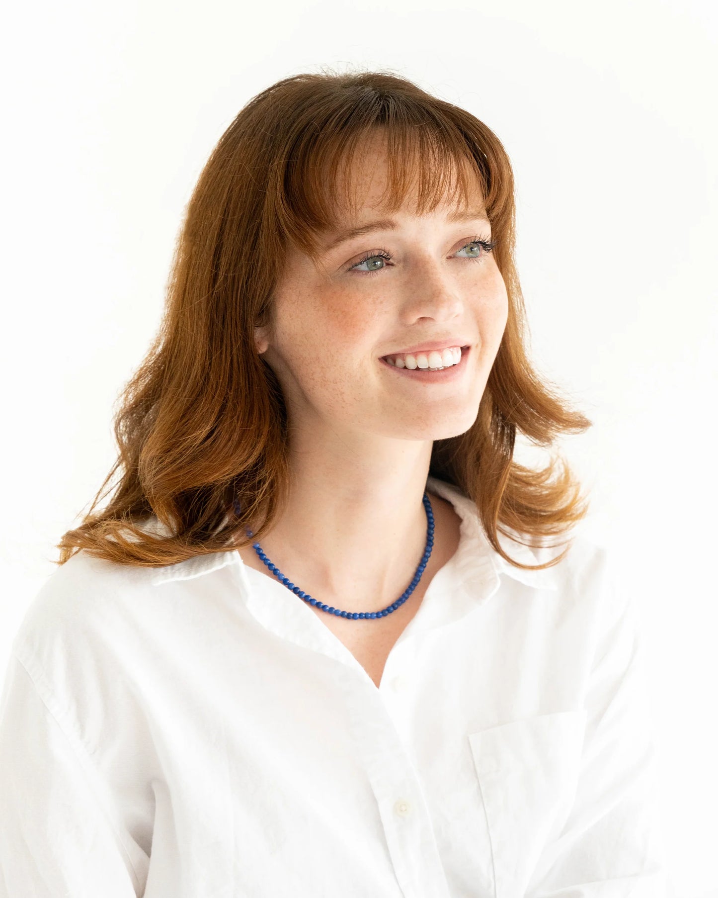 Alys Necklace | 16" Blue Lapis Necklace with Gold 3" Extender Chain