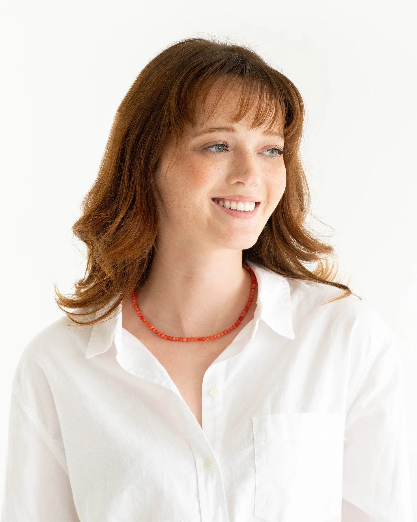 Alys Necklace | 16" Pink Coral Necklace with Gold 3" Extender Chain
